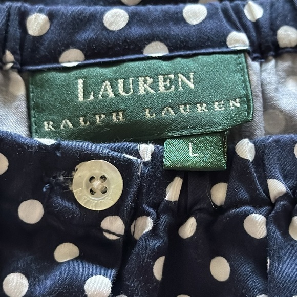 LAUREN Ralph Lauren blue white polka dot button down long sleeves top blouse L - Picture 4 of 7